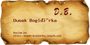 Dusek Boglárka névjegykártya